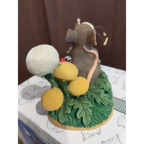 Fitz and Floyd Charming Tails "Dandelion Wishes" Figurine 89/107 Mouse Flowers - Picture 5 of 6